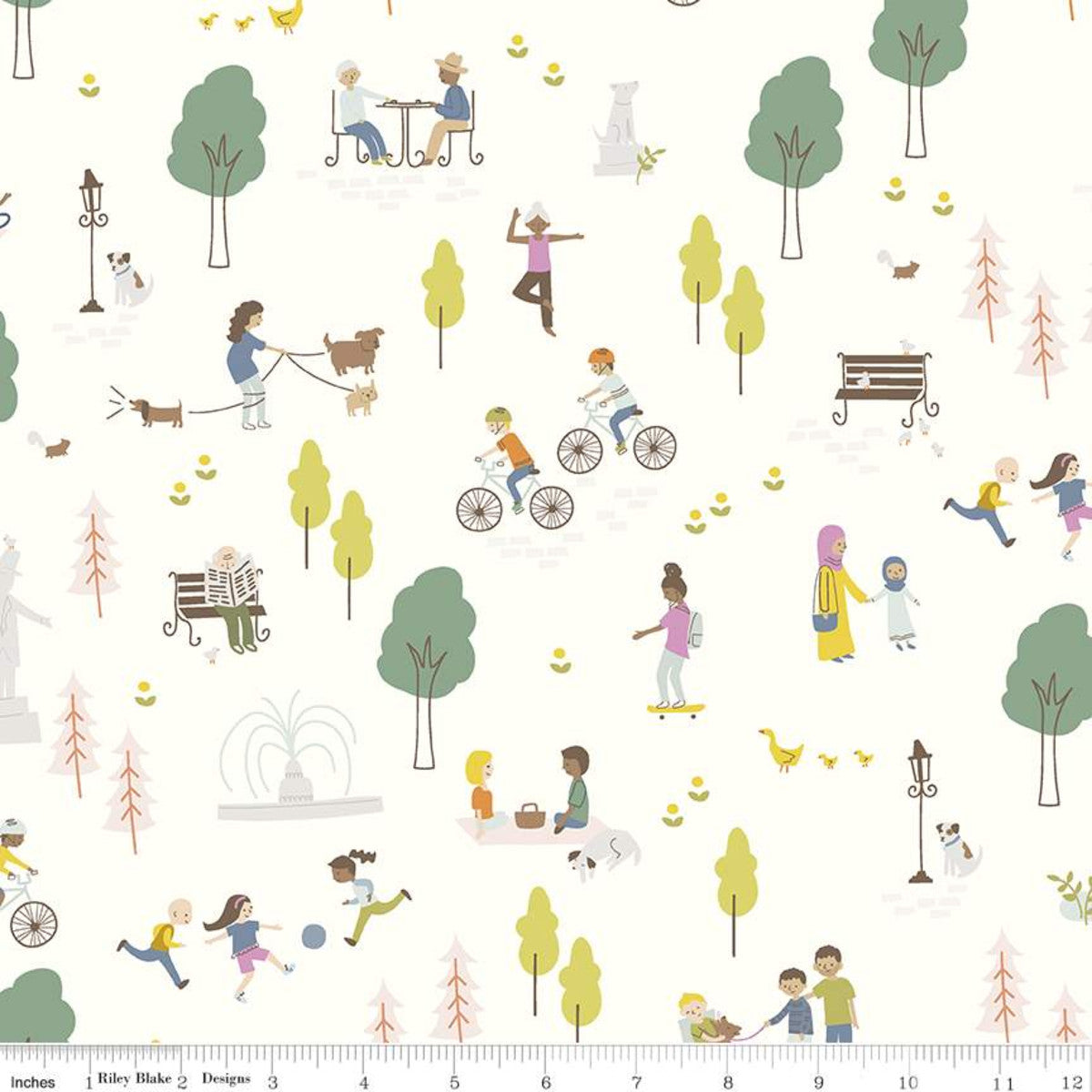 Park Scene in Cream | Community | Citrus & Mint | Riley Blake